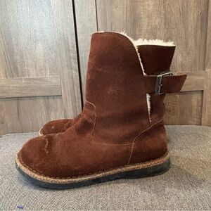 Birkenstock Uppsala Shearling Suede Leather Boots size 7 espresso brown